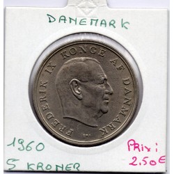 Danemark 5 kroner 1960 Sup, KM.853 Frederik IX