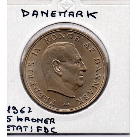 Danemark 5 kroner 1967 Sup, KM 853 Frederik IX