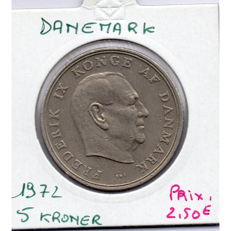 Danemark 5 kroner 1972 Sup, KM.853 Frederik IX