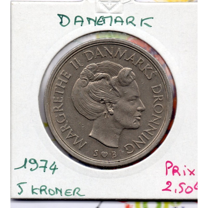 Danemark 5 kroner 1974 Sup, KM.863 Margrethe II