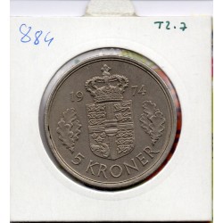 Danemark 5 kroner 1974 Sup, KM.863 Margrethe II