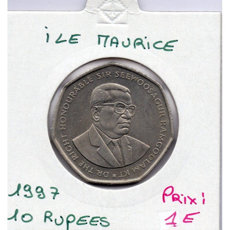 Ile Maurice 10 rupees 1997 Sup, KM 61 pièce de monnaie