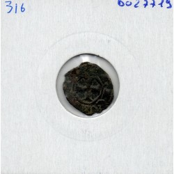 Italie Sicile Messine Manfredi denaro M Gothique 1258-1266 TB pièce de monnaie