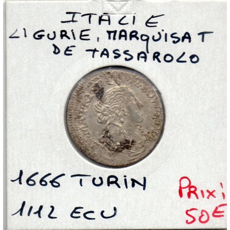 Italie Tassarolo 1/12 ecu ou Luigino 1666 Turin TTB, KM 52.1 pièce de monnaie