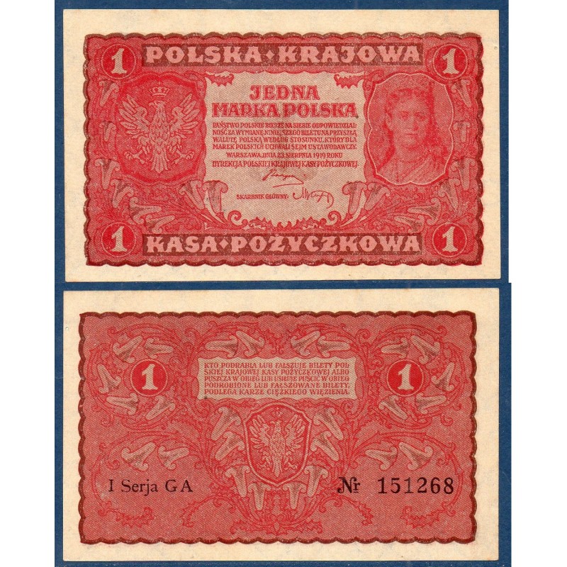 Pologne P.23, Spl, Billet de 1 Marka 1919 Jadwiga