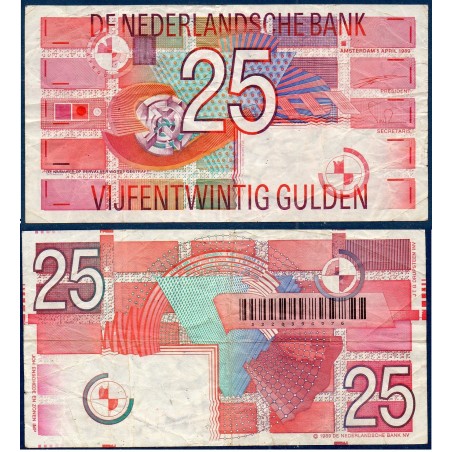 Pays Bas P.100, TB, Billet de 25 Gulden 1999 Rose