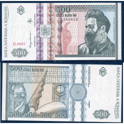 Roumanie P.101a, Neuf, Billet de 500 leï 1992 Colonne sans fin