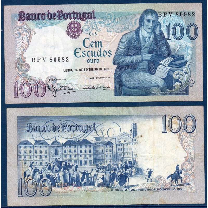 Portugal P.178b, TTB, Billet de 100 Escudos 24.2.1981 Barbosa du Bocage