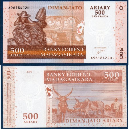 Madagascar Pick N°88a, Billet de banque de 500 Ariary : 2500 Francs 2004