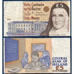 Irlande P.75a, TB Billet de 5 livres 1994 Catherine McAuley