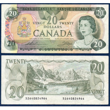 Canada P.93c, TTB Billet de 20 dollar 1979 Lac Moraine