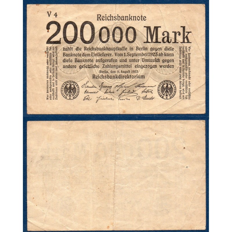 Allemagne P.100, TTB Billet de 200000 Mark 1923 noir