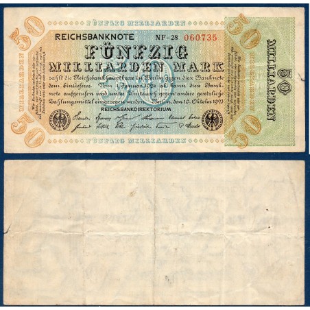 Allemagne P.120a, TTB- Billet de 50 milliard Mark 1923 étoiles