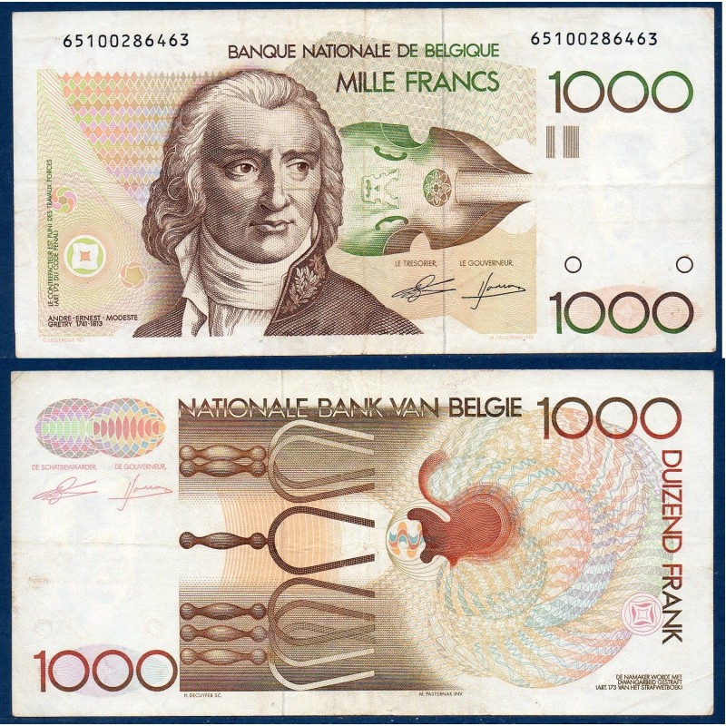 Belgique P.144a, TTB Billet de 1000 Francs 1980-1996 Gretry