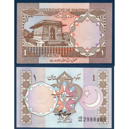 Pakistan P.27b, Neuf Billet de 1 Rupee 1984 Tomb Iqbal