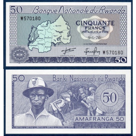 Rwanda P.7c, Neuf, Billet de 250 Francs 1976 Mineurs