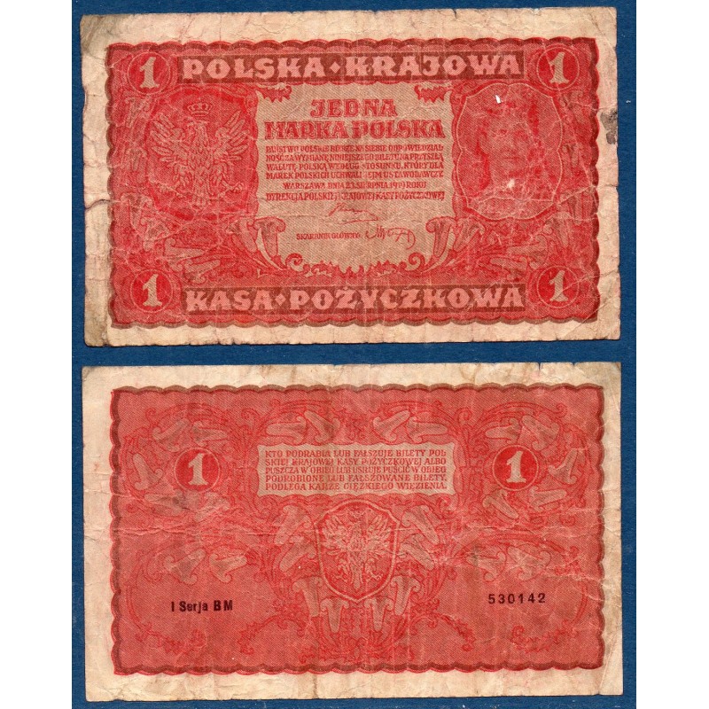 Pologne P.23, B, Billet de 1 Marka 1919 Jadwiga