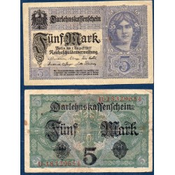Allemagne Pick N°56a, TB Billet de banque de 5 Mark 1917