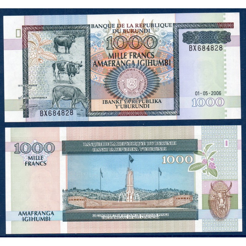 Burundi P.39d, Neuf, Billet de 1000 Francs 2006 Bétail