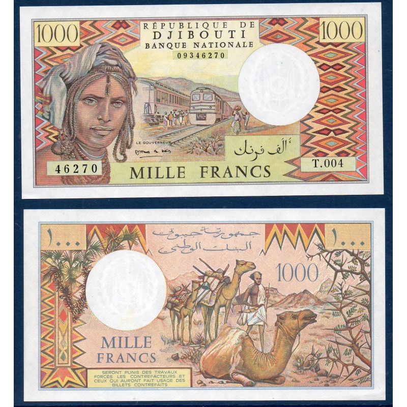 Djibouti P.37e, Neuf, Billet de 1000 Francs 2005 Chameaux