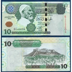 Libye P.70a, Neuf, Billet de 10 dinars 2009 Vert