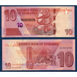 Zimbabwe Pick N°103, Billet de banque de 10 Dollars 2020