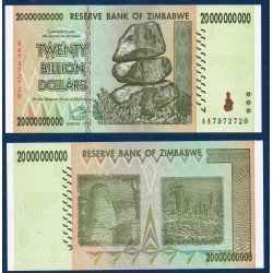 Zimbabwe Pick N°86, Billet de banque de 20 milliards de Dollars 2008