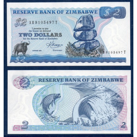 Zimbabwe P.1b, Neuf, Billet de 2 Dollars 1983 Barrage