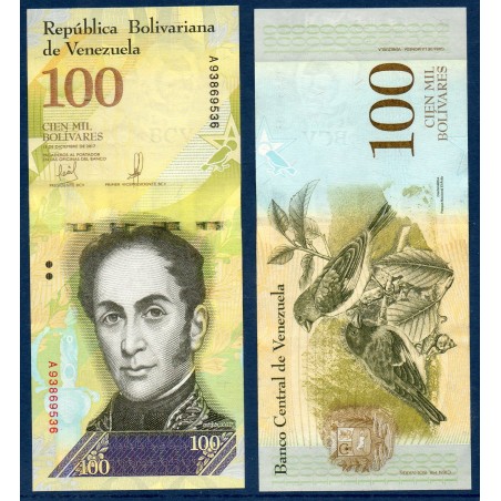 Venezuela Pick N°100b, Billet de banque de 100000 Bolivares 13.12.2017