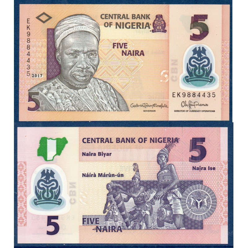 Nigeria Pick N°38h, Billet de Banque de 5 Naira 2017