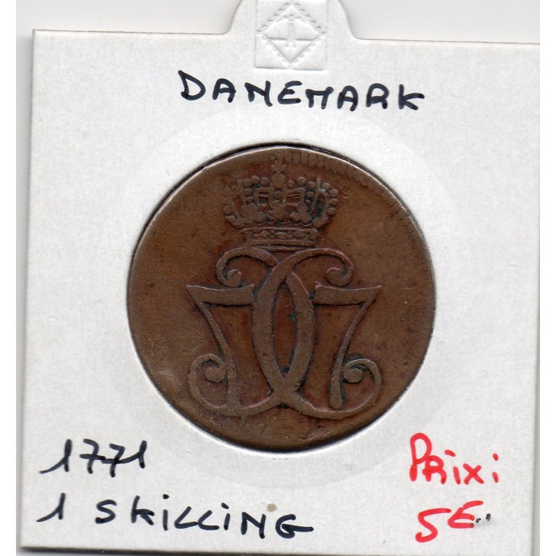 Danemark 1 skilling 1771 TTB-, KM.616 Christian VII