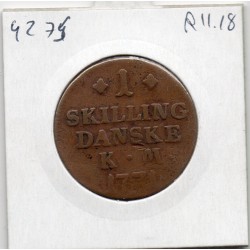 Danemark 1 skilling 1771 TTB-, KM.616 Christian VII