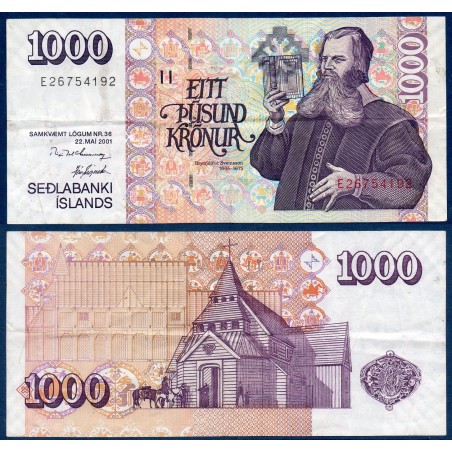 Islande P.59, TTB Billet de 1000 kronur 2001 Sveinsson