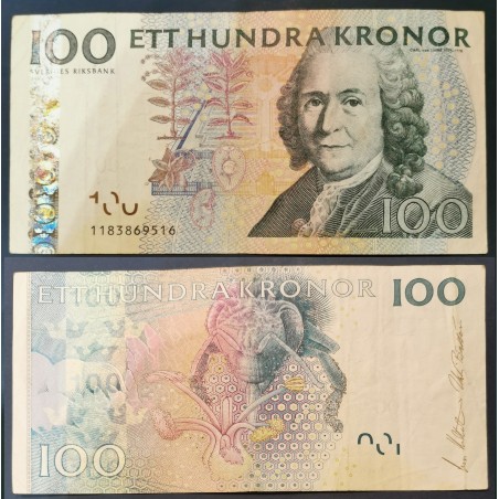 Suède P.65a, TTB, Billet de 100 Kronor 2001-2002 Pollinisation