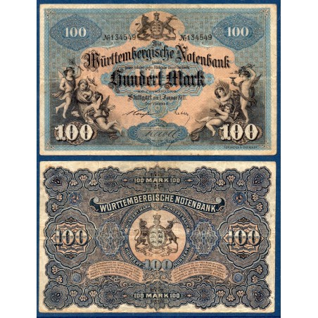 Allemagne Bade P.S979c, TB Billet de 100 Mark 1911 allégorie