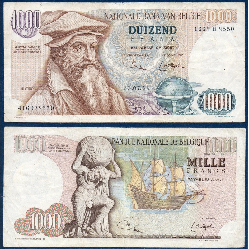 Belgique P.136b, TTB Billet de 1000 Francs 24.9.1975 Mercator