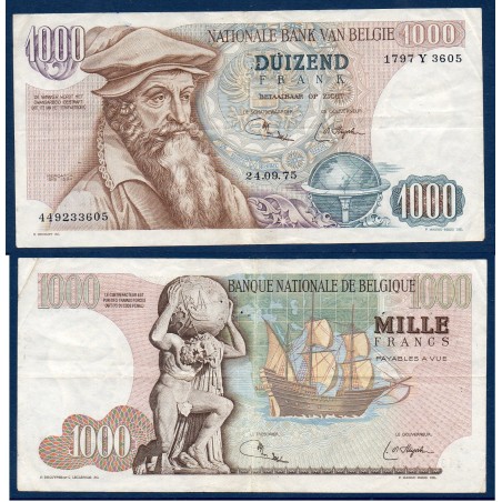 Belgique P.136b, TTB Billet de 1000 Francs 24.9.1975 Mercator