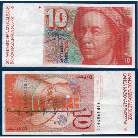 Suisse P.53j, TTB, Billet de 10 Francs 1991 Leonhard Euler