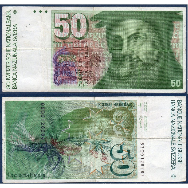 Suisse P.56e, TTB, Billet de 50 Francs 1983 Conrad Gessner