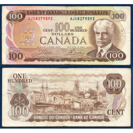 Canada P.91b, TTB ecrit Billet de 100 dollar 1975 Lunenburg