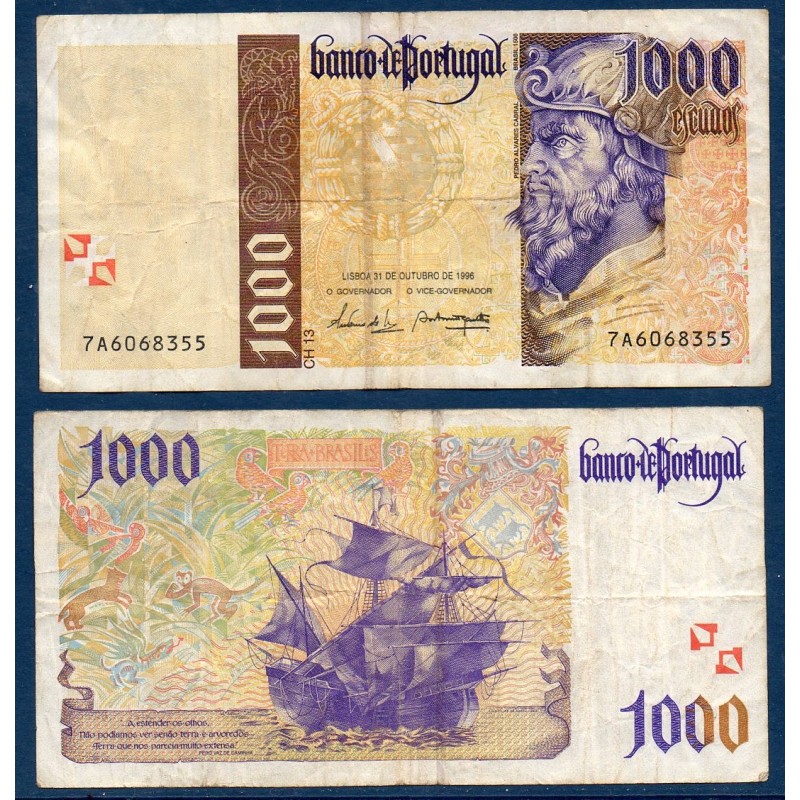 Portugal P.188b, TB, Billet de 1000 Escudos 1996 Álvares Cabral