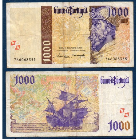 Portugal P.188b, TB, Billet de 1000 Escudos 1996 Álvares Cabral