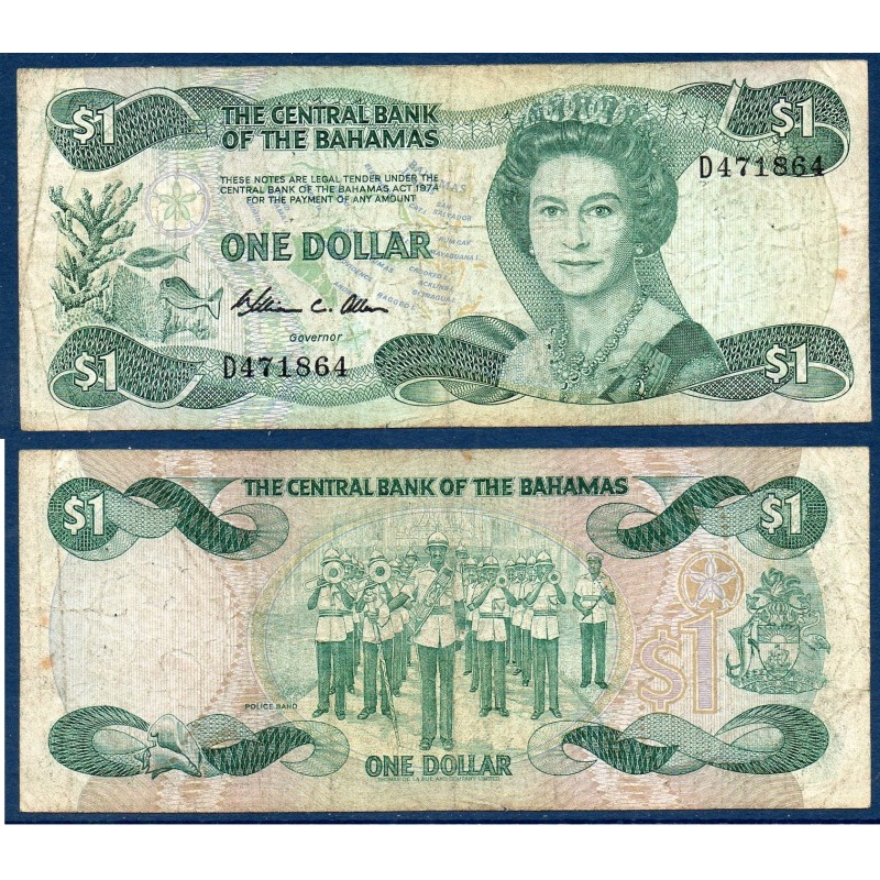 Bahamas P.43a, TB Billet de 1 dollar 1984 Fanfare