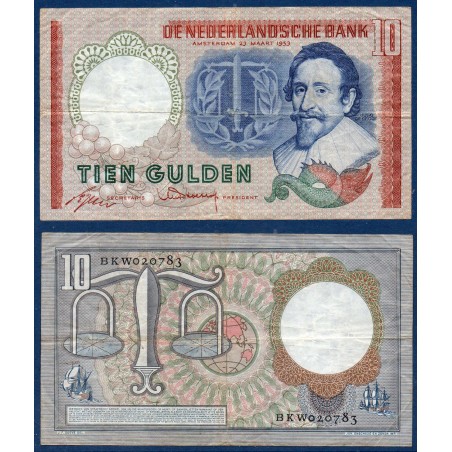 Pays Bas P.85, TTB, Billet de 10 Gulden 1953 De Groot