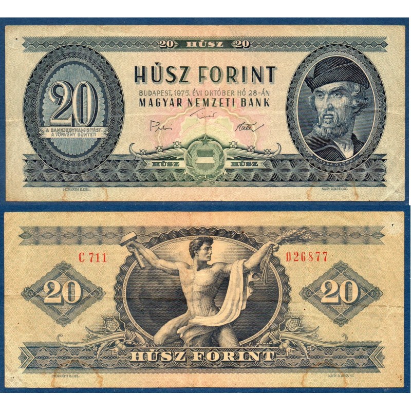 Hongrie P.169f, TTB Billet de 20 Forint 1975 Dozsa Gyorgy