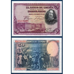 Espagne P.75b, Spl Billet de 50 pesetas 1928 Velazquez