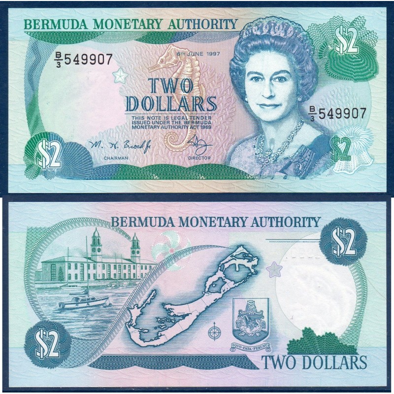 Bermudes P.40Ab, neuf Billet de 2 dollars 1997 port royal