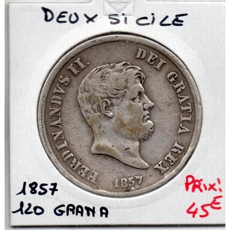 Italie Deux Siciles  120 Grana 1857 TB, KM 370 pièce de monnaie