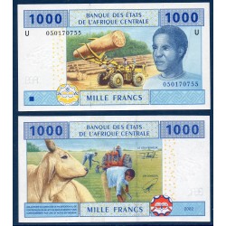 Afrique Centrale P.207Ua Cameroun, Neuf, Billet de 1000 Francs CFA 2002 boeuf