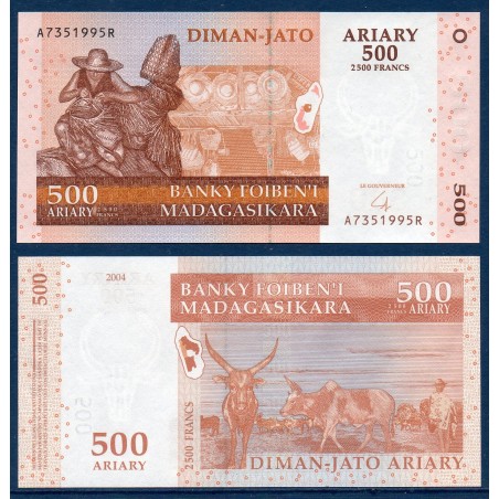 Madagascar Pick N°95a, Billet de banque de 500 Ariary : 2500 Francs 2004